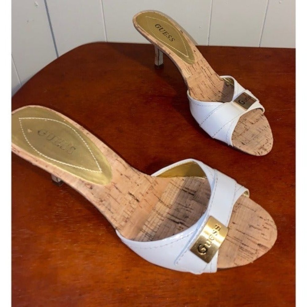 GUESS White Patent Leather Low Heel Shoe